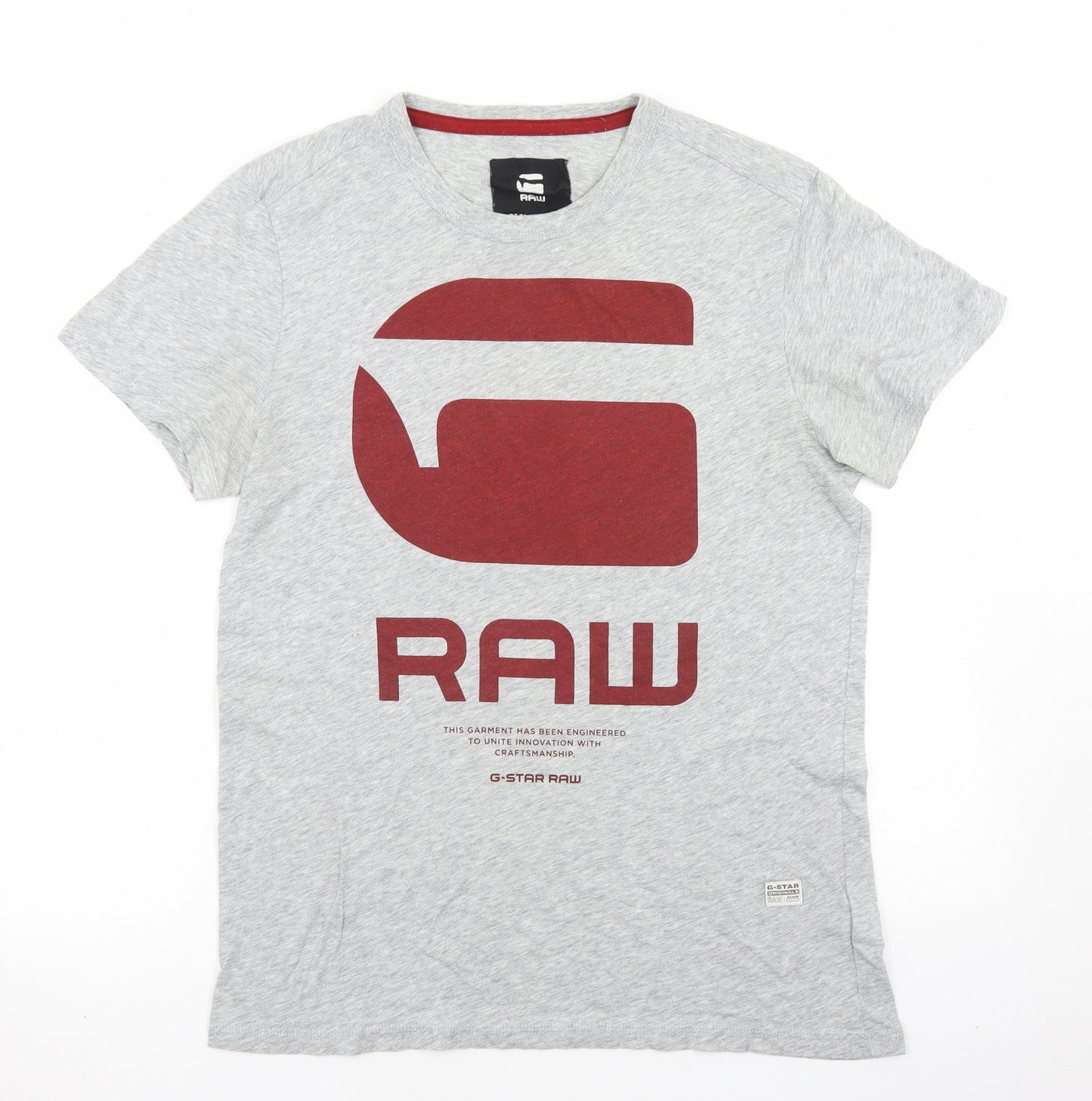 G Star Raw Mens Grey  Cotton  T-Shirt Size M Crew Neck