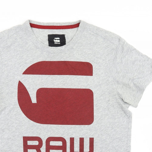 G Star Raw Mens Grey  Cotton  T-Shirt Size M Crew Neck