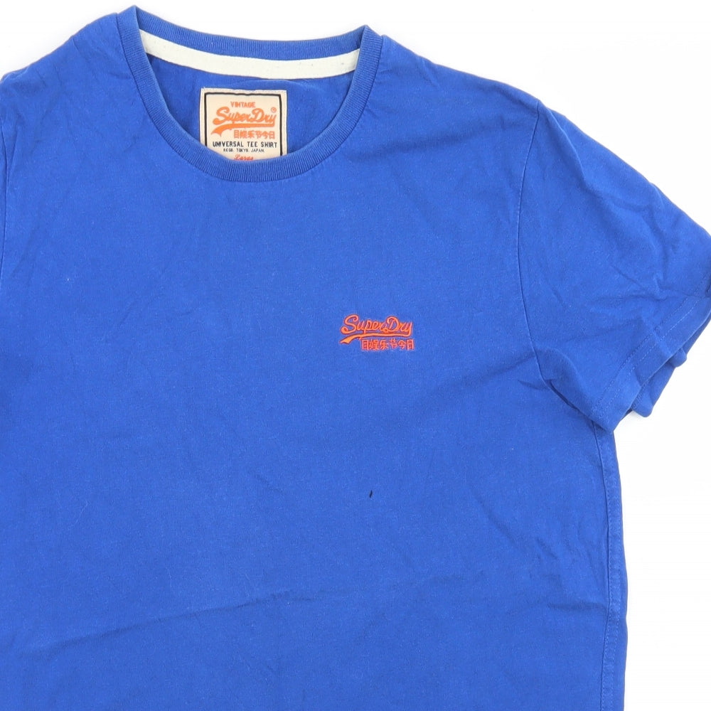 Superdry Mens Blue  Cotton  T-Shirt Size L Crew Neck