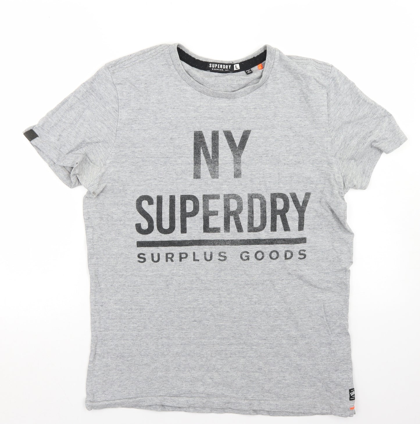 Superdry Mens Grey  Cotton  T-Shirt Size L Crew Neck