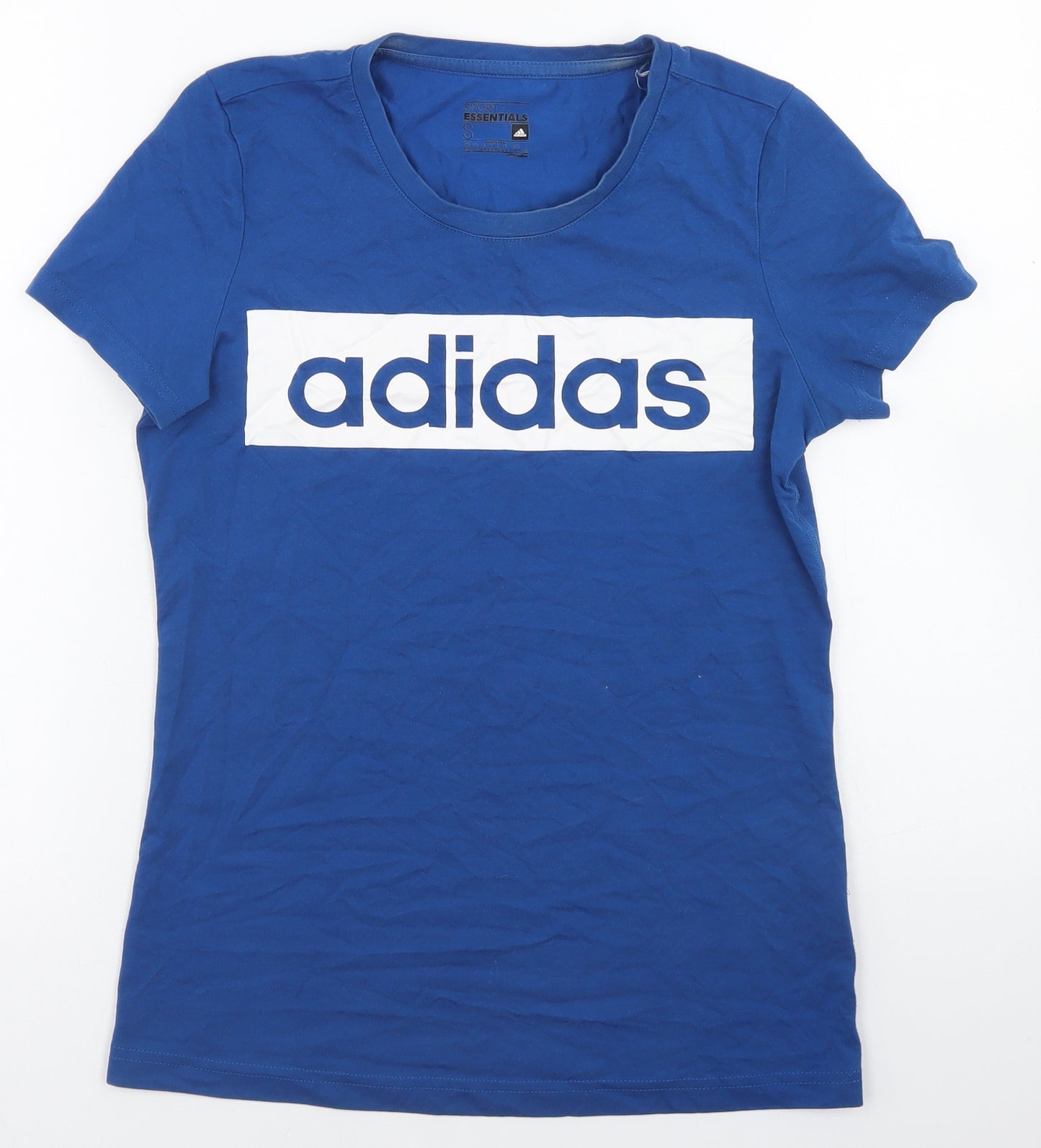 adidas Womens Blue  Cotton Basic T-Shirt Size S Crew Neck