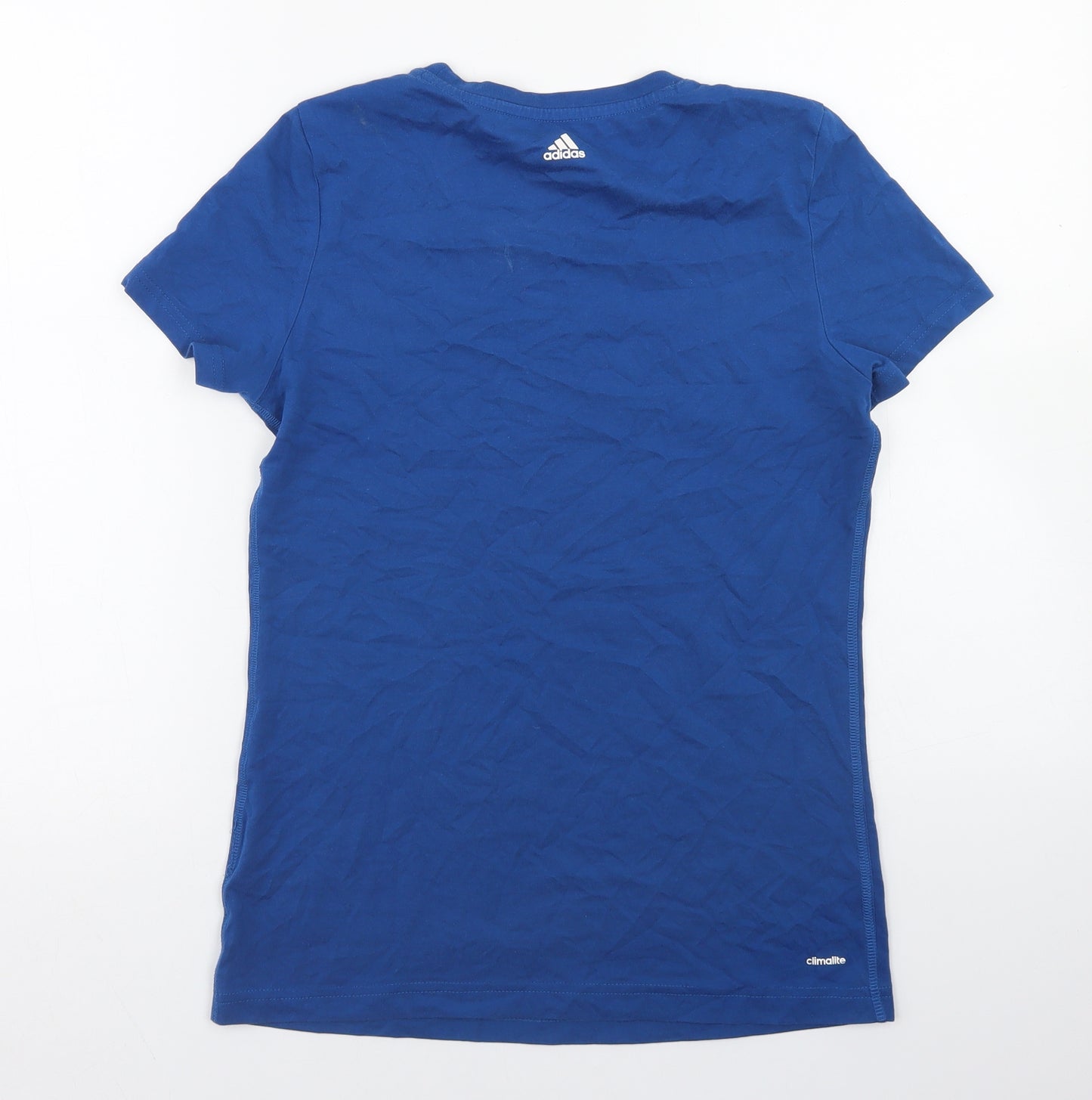 adidas Womens Blue  Cotton Basic T-Shirt Size S Crew Neck