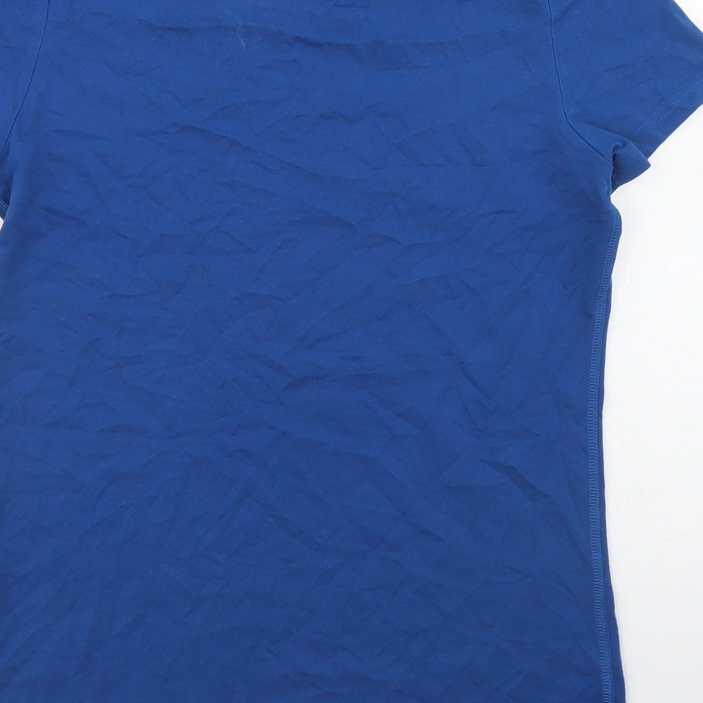 adidas Womens Blue  Cotton Basic T-Shirt Size S Crew Neck