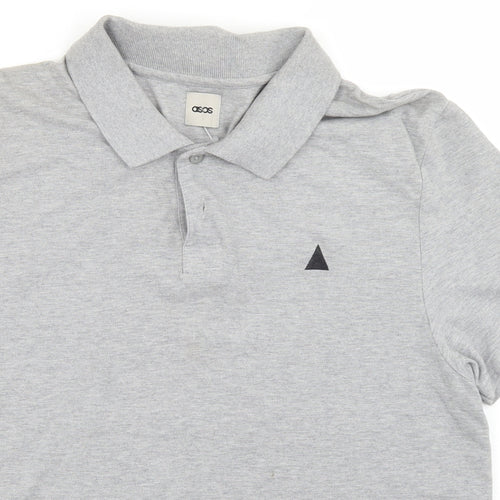 ASOS Mens Grey  Cotton  Polo Size XL Collared Button