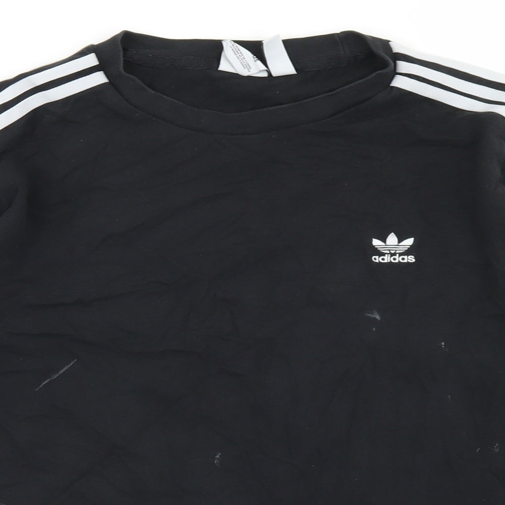 adidas Womens Black  Cotton Basic T-Shirt Size 16 Crew Neck