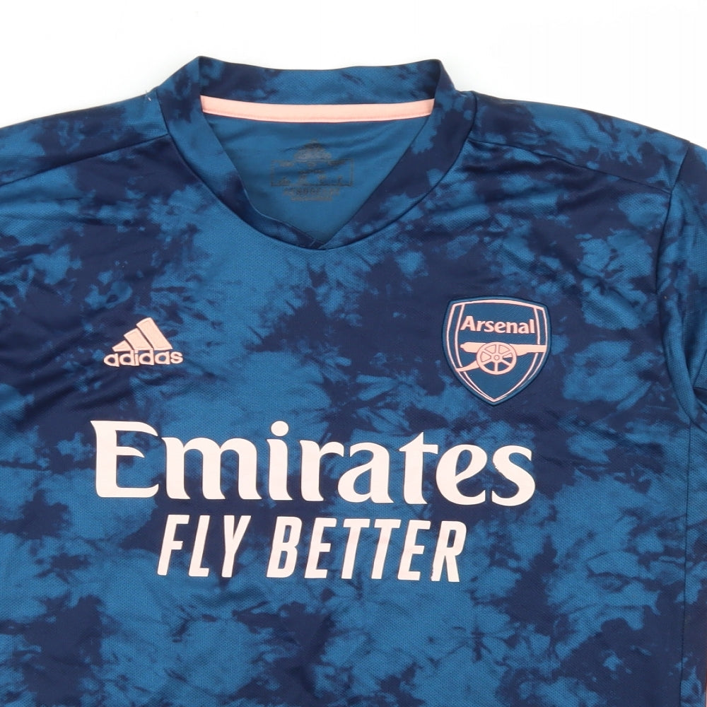 adidas Mens Blue  Polyester Basic T-Shirt Size L Crew Neck  - Arsenal FC