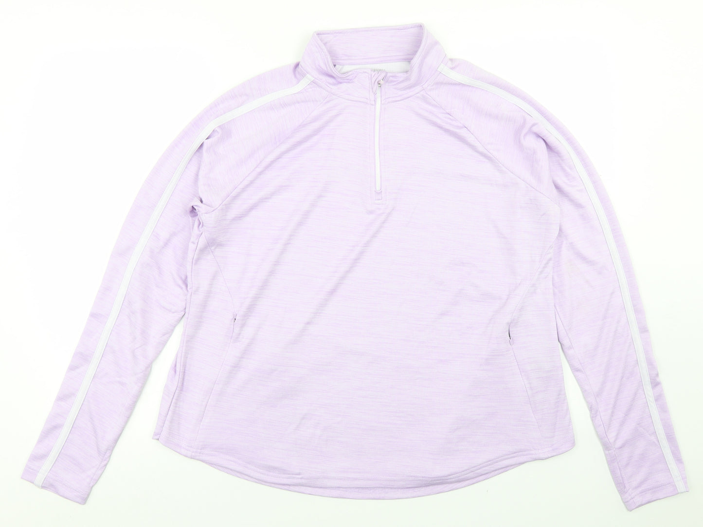 Dunnes Stores Womens Purple  Polyester Pullover T-Shirt Size L Mock Neck Zip