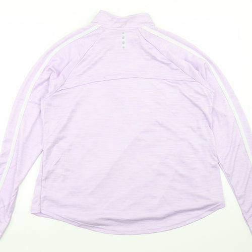 Dunnes Stores Womens Purple  Polyester Pullover T-Shirt Size L Mock Neck Zip