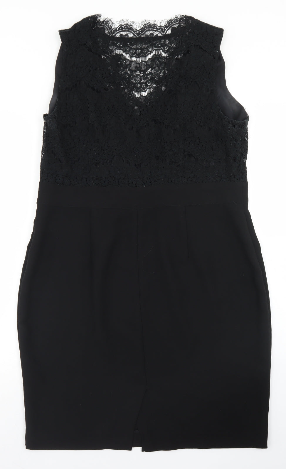 Definitions Womens Black  Polyamide Pencil Dress  Size 18  V-Neck Zip - Lace top