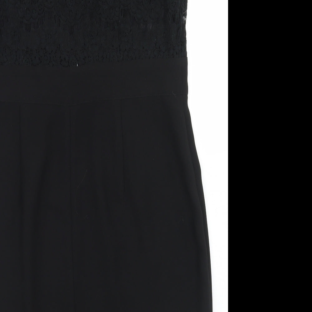 Definitions Womens Black  Polyamide Pencil Dress  Size 18  V-Neck Zip - Lace top