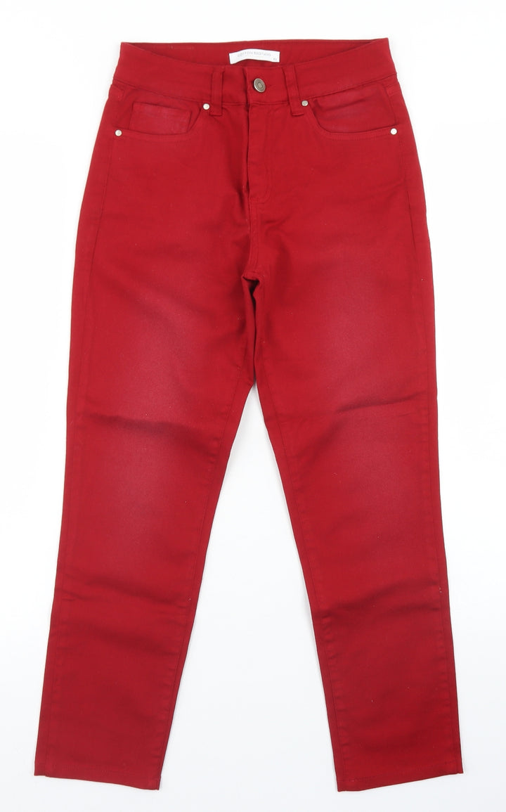 Cotton Brothers Womens Red  Cotton Skinny Jeans Size XS L24 in Regular Button