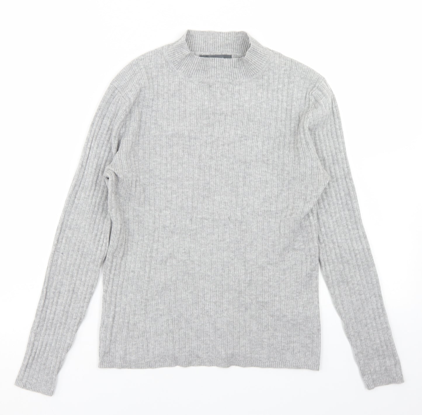 Primark Womens Grey Mock Neck  Viscose Pullover Jumper Size L