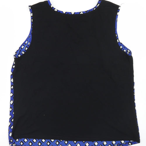 Papaya Womens Blue Argyle/Diamond Polyester Basic Blouse Size 16 Round Neck