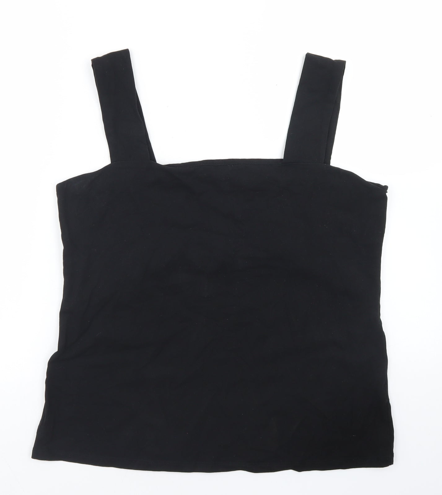 Dorothy Perkins Womens Black  Cotton Basic Tank Size 18 Square Neck
