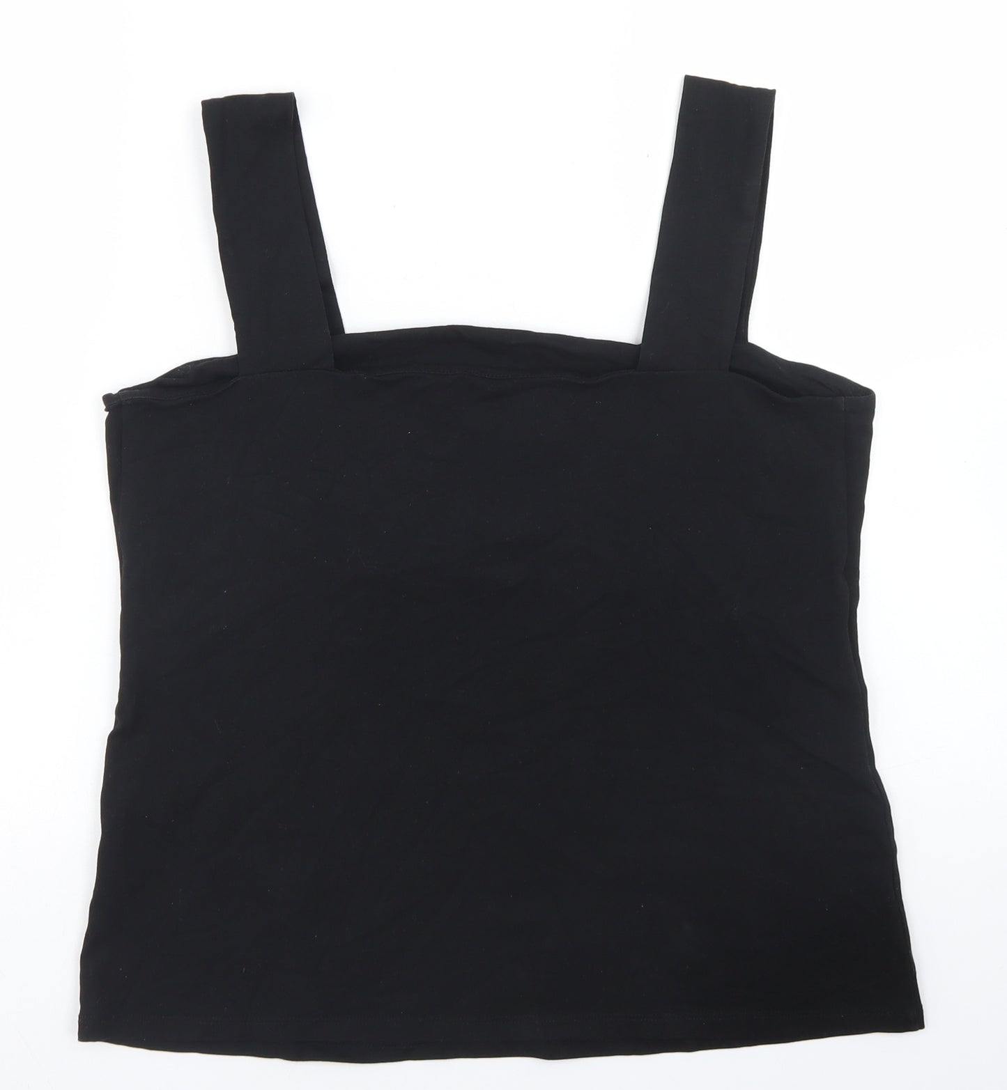 Dorothy Perkins Womens Black  Cotton Basic Tank Size 18 Square Neck