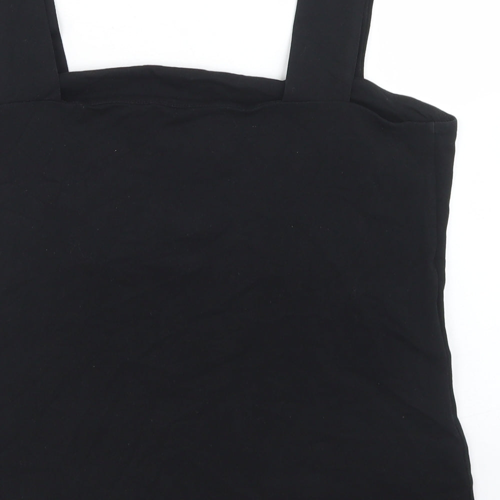 Dorothy Perkins Womens Black  Cotton Basic Tank Size 18 Square Neck