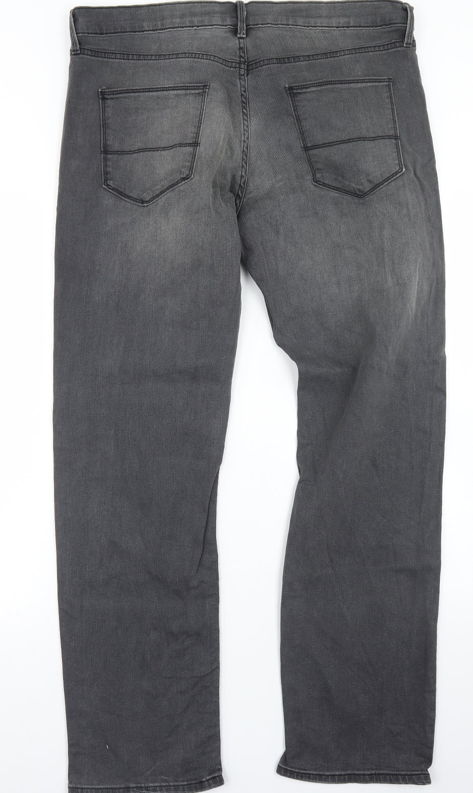 Marks and Spencer Mens Green  Cotton Straight Jeans Size 36 in L31 in Regular Button