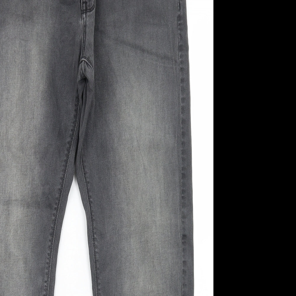 Marks and Spencer Mens Green  Cotton Straight Jeans Size 36 in L31 in Regular Button