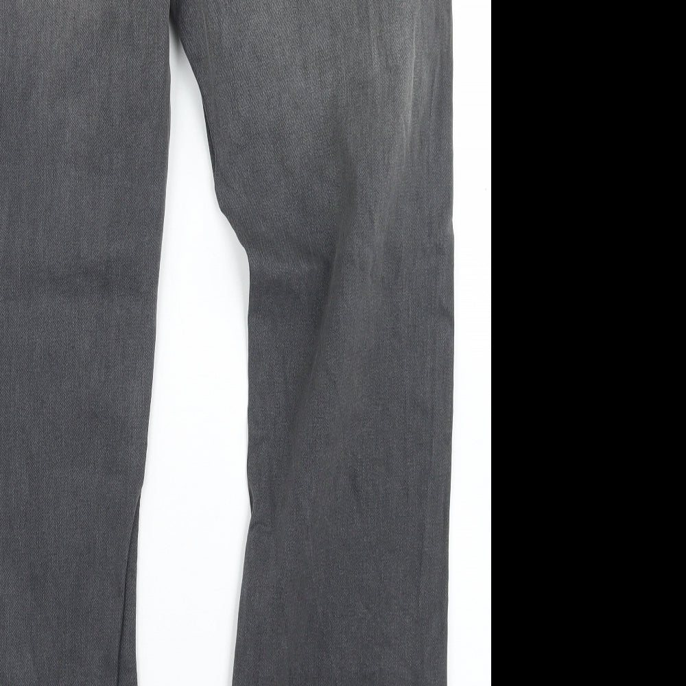 Marks and Spencer Mens Green  Cotton Straight Jeans Size 36 in L31 in Regular Button