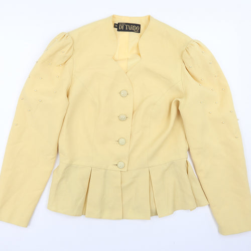 Di Tardo Womens Yellow  Polyester Jacket Blazer Size 14