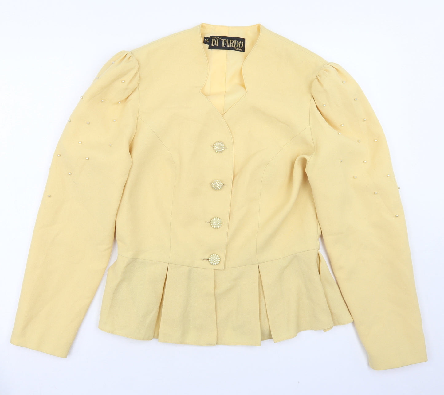 Di Tardo Womens Yellow  Polyester Jacket Blazer Size 14