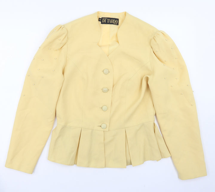 Di Tardo Womens Yellow  Polyester Jacket Blazer Size 14
