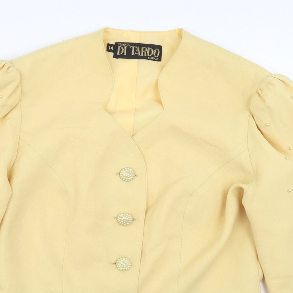 Di Tardo Womens Yellow  Polyester Jacket Blazer Size 14