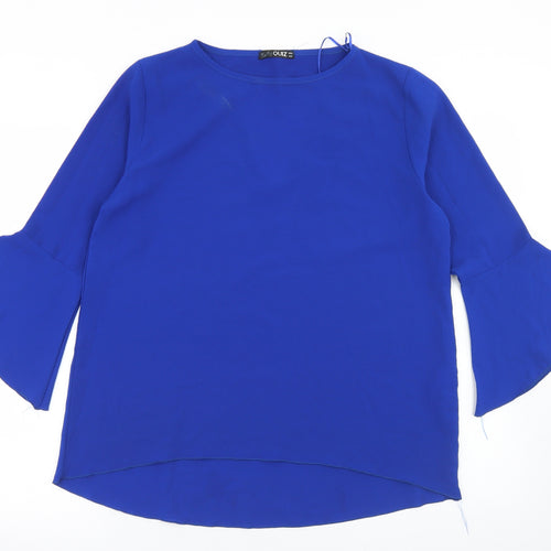 Quiz Womens Blue  Polyester Basic Blouse Size 12 Round Neck - Cut Out Back