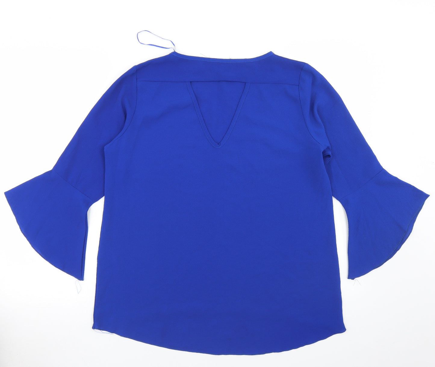 Quiz Womens Blue  Polyester Basic Blouse Size 12 Round Neck - Cut Out Back