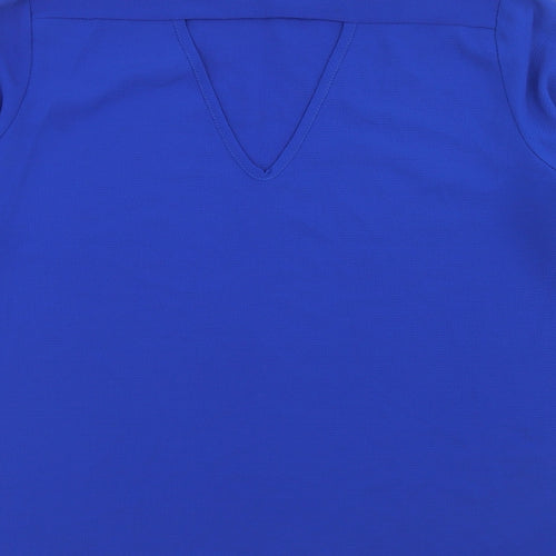 Quiz Womens Blue  Polyester Basic Blouse Size 12 Round Neck - Cut Out Back