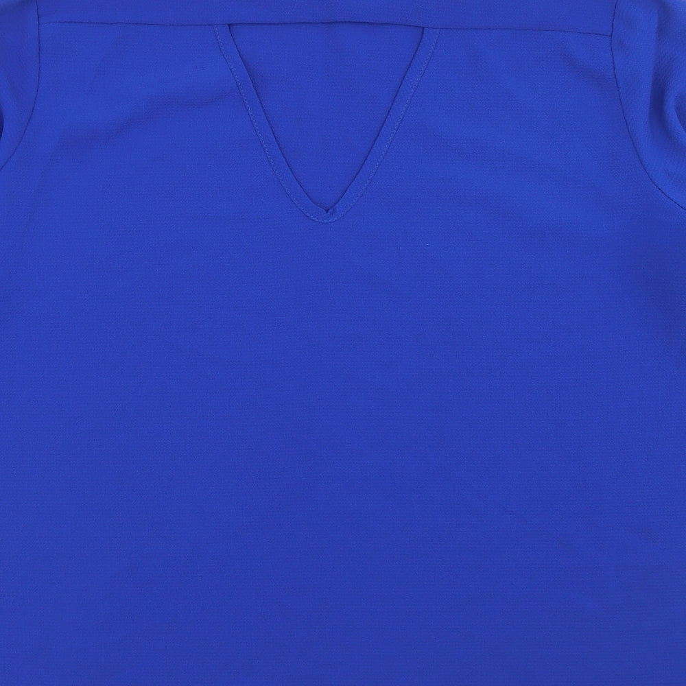 Quiz Womens Blue  Polyester Basic Blouse Size 12 Round Neck - Cut Out Back