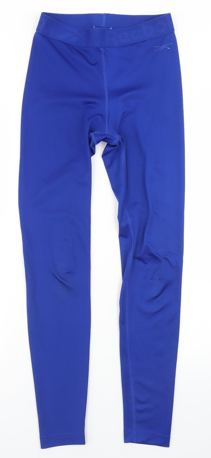 Reebok Womens Blue Polyester Compression Leggings Size XS L26 in Regular