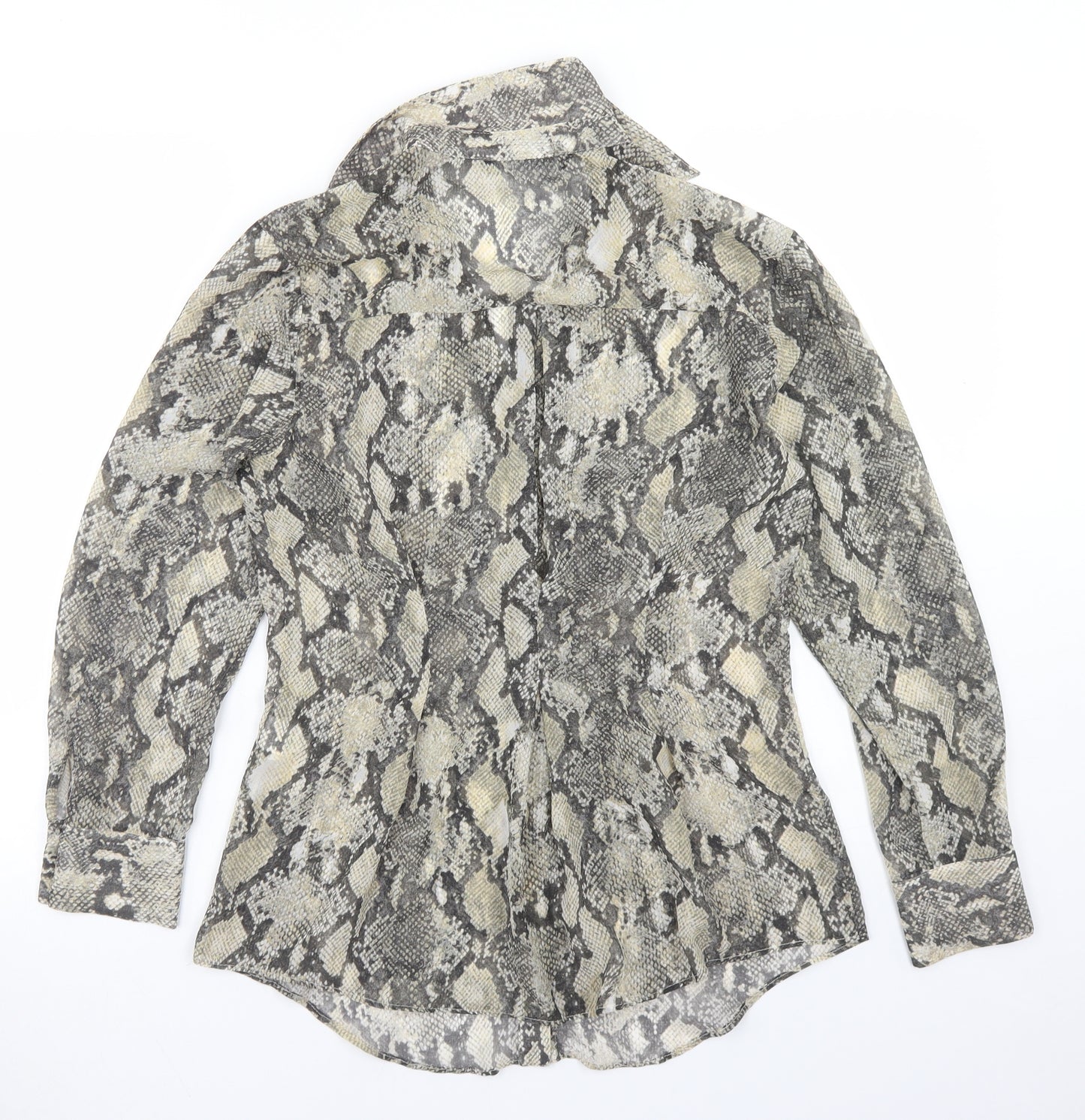 Zara Womens Beige Animal Print Polyester Basic Blouse Size S Collared