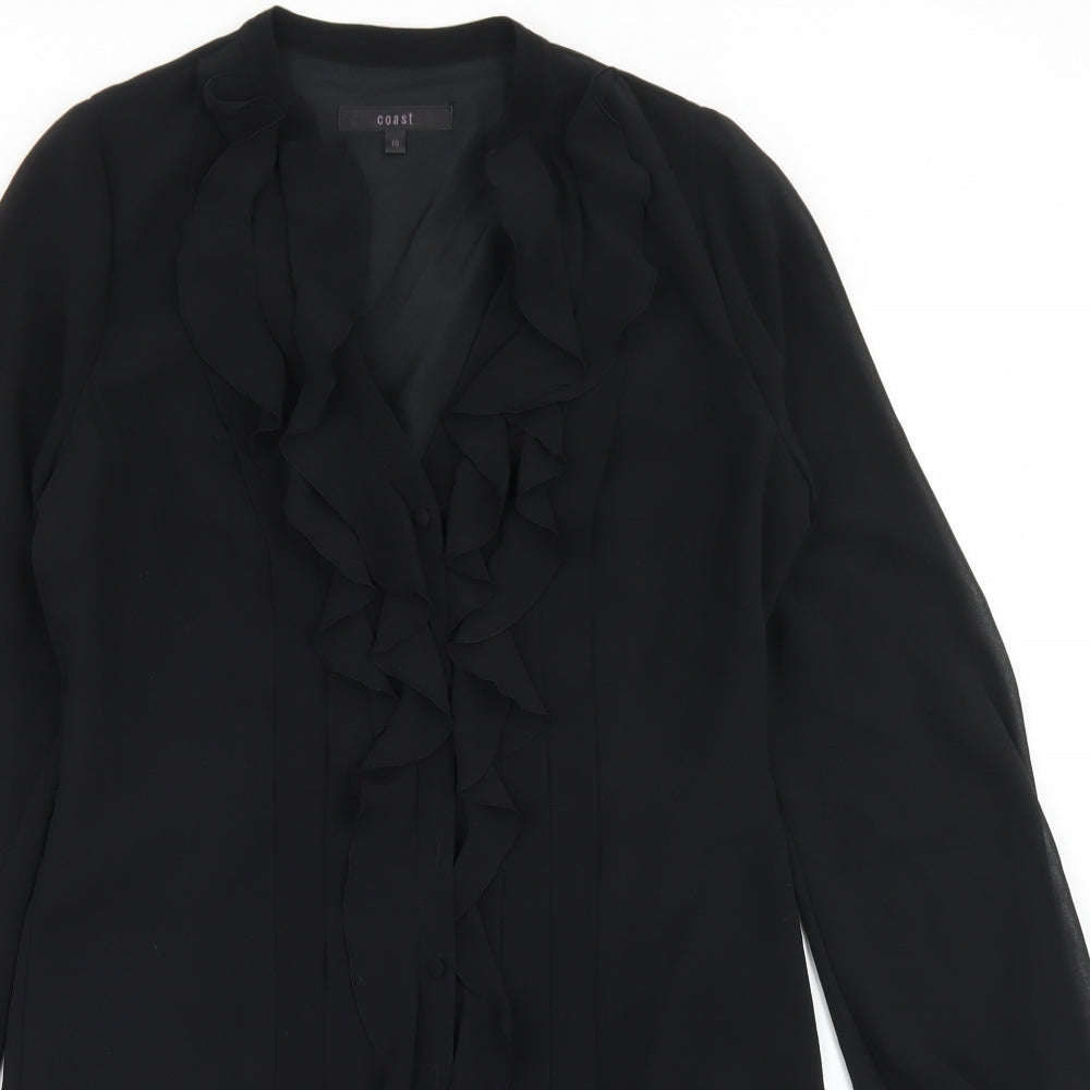 Coast Womens Black  Polyester A-Line  Size 10  Round Neck Button