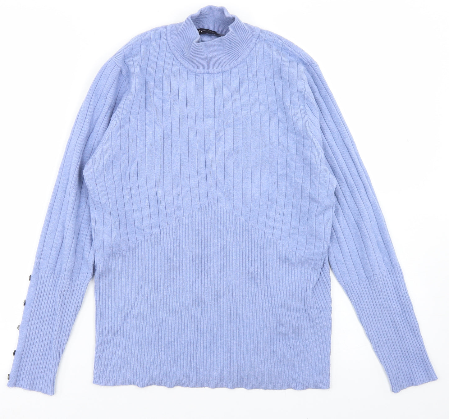 Marks and Spencer Womens Blue Crew Neck  Viscose Pullover Jumper Size 14