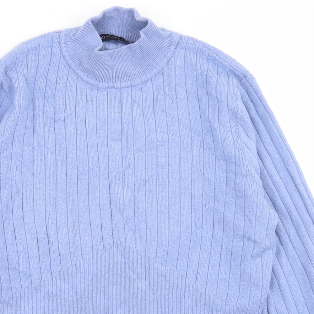 Marks and Spencer Womens Blue Crew Neck  Viscose Pullover Jumper Size 14