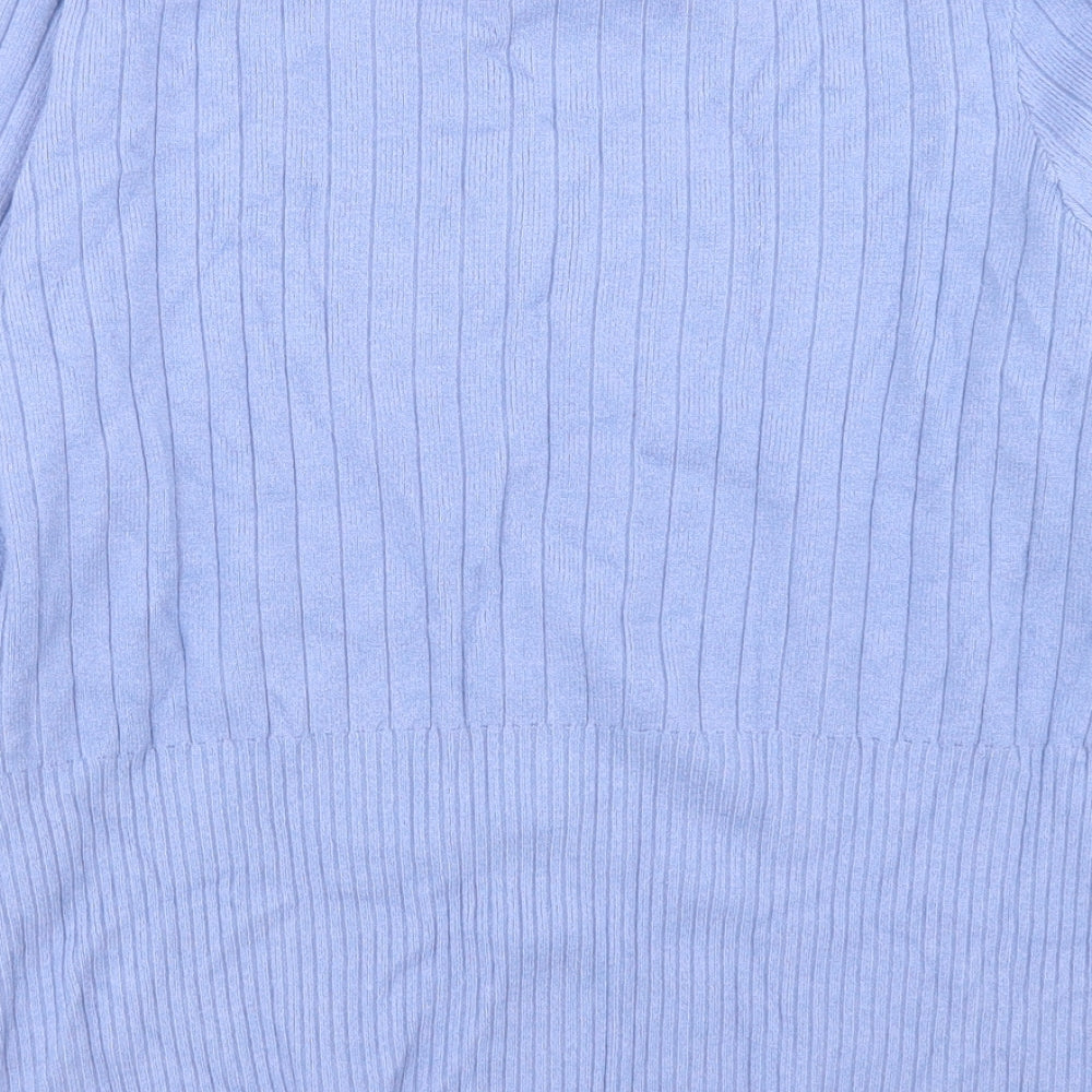 Marks and Spencer Womens Blue Crew Neck  Viscose Pullover Jumper Size 14