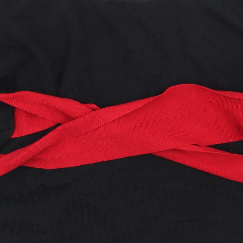Dancing Days Womens Black  Viscose Basic T-Shirt Size L Round Neck
