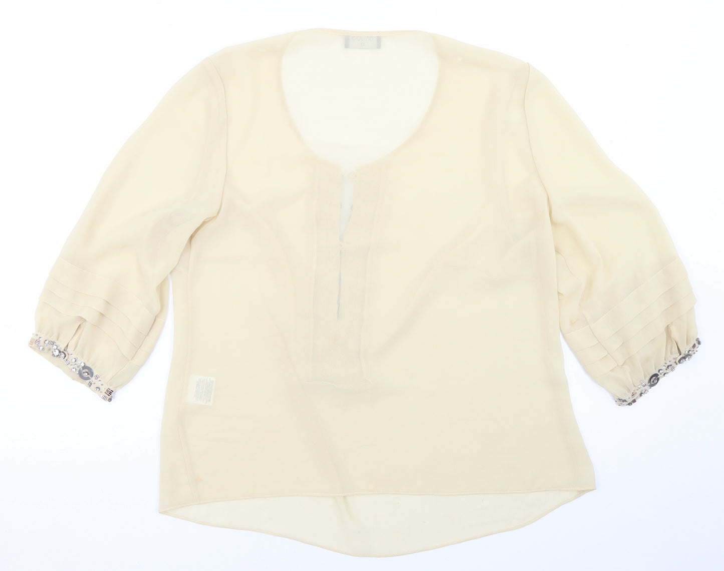 arruba Womens Beige  Polyester Basic Blouse Size 12 Round Neck