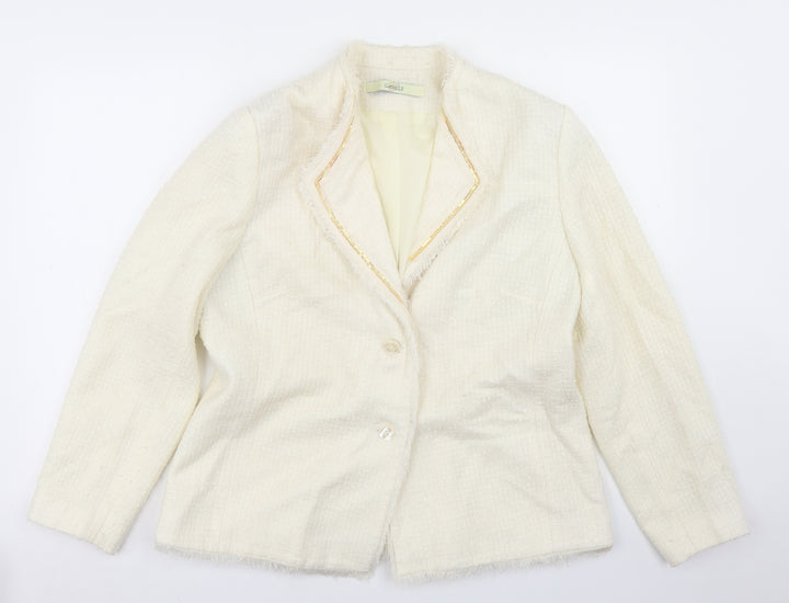 Classics Womens White Acrylic Jacket Blazer Size 16