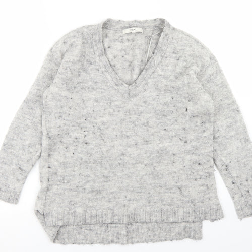 NEXT Womens Grey V-Neck  Acrylic Pullover Jumper Size 10