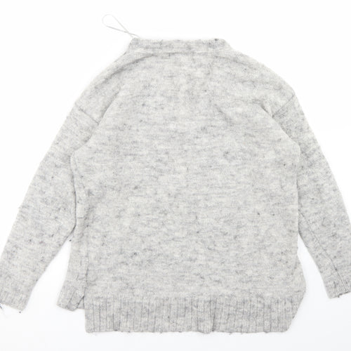 NEXT Womens Grey V-Neck  Acrylic Pullover Jumper Size 10