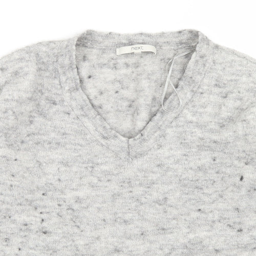 NEXT Womens Grey V-Neck  Acrylic Pullover Jumper Size 10