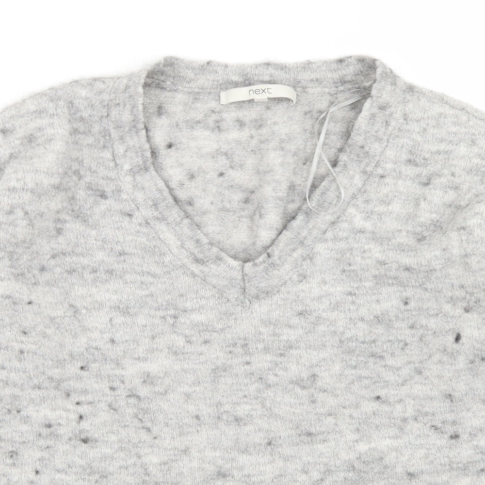 NEXT Womens Grey V-Neck  Acrylic Pullover Jumper Size 10