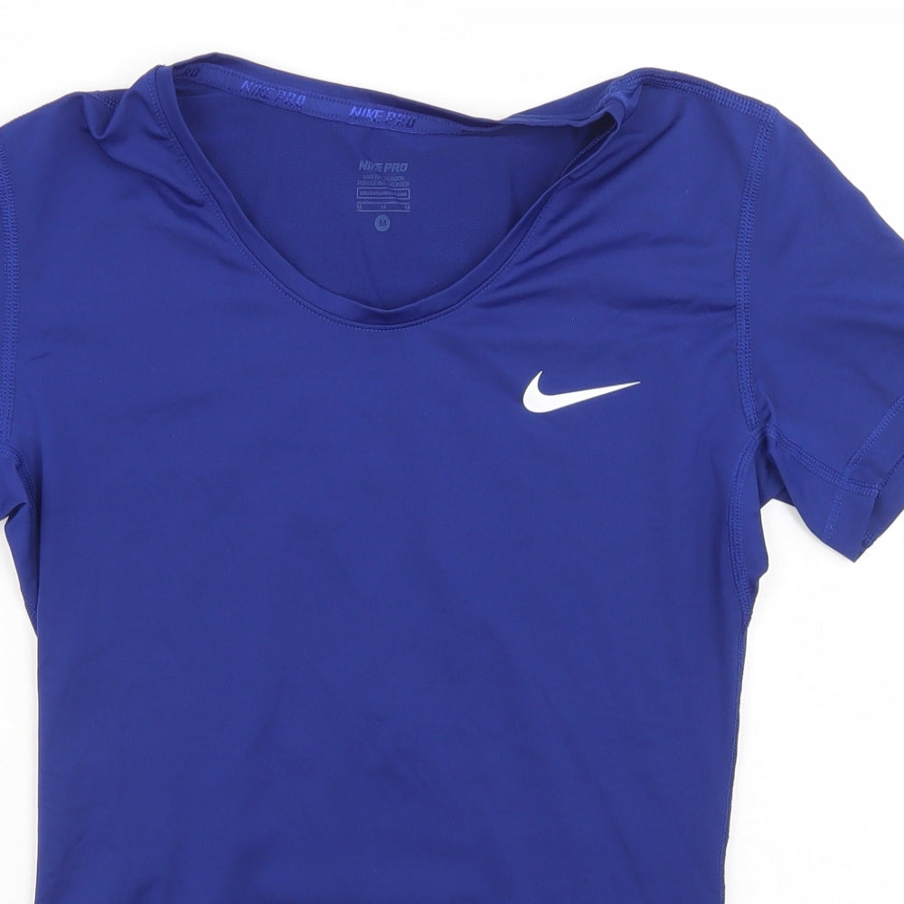 Nike Womens Blue  Polyester Basic T-Shirt Size M Crew Neck