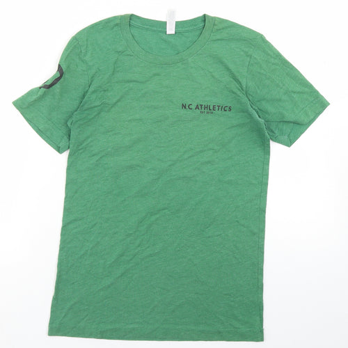 Canvas Womens Green  Polyester Basic T-Shirt Size XS Crew Neck