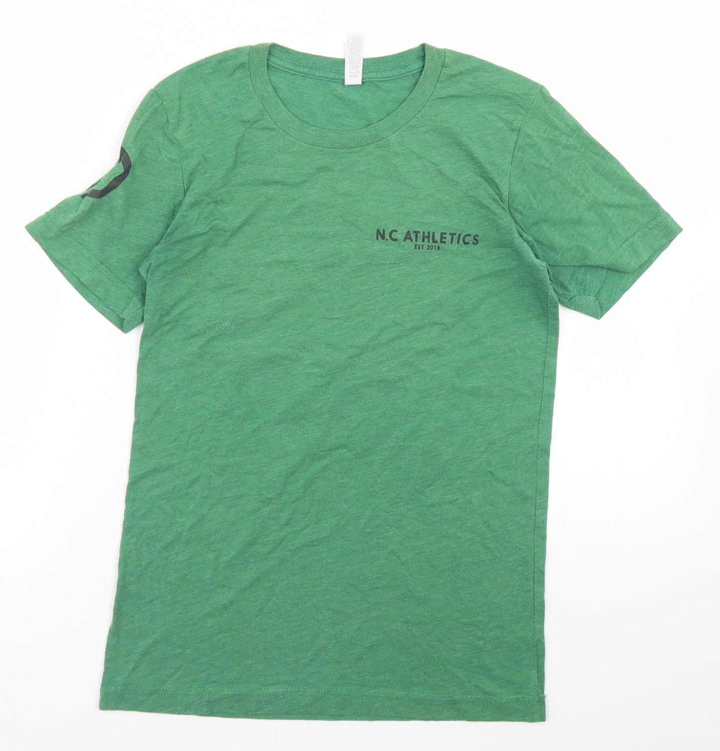 Canvas Womens Green  Polyester Basic T-Shirt Size XS Crew Neck