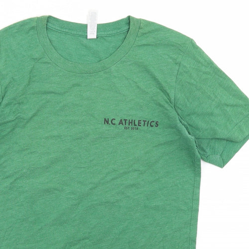 Canvas Womens Green  Polyester Basic T-Shirt Size XS Crew Neck