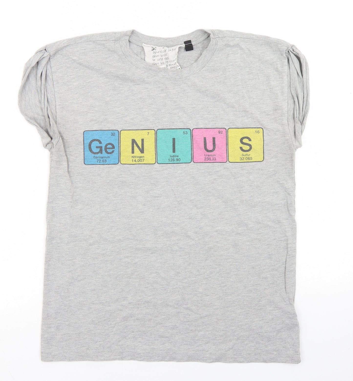 Topshop Womens Grey  Polyester Basic T-Shirt Size S Crew Neck - Genius
