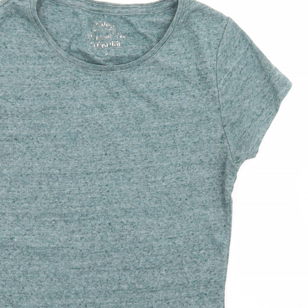Matalan Womens Green  Cotton Basic T-Shirt Size 8 Crew Neck